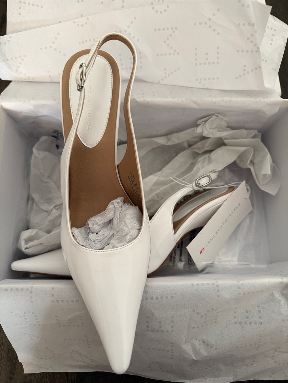 Stella McCartney H&M White Patent Pointed Slingback Pumps - Picture 8 of 9